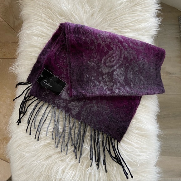 NEW Ombré Purple Paisley Italian Scarf - Picture 2 of 4